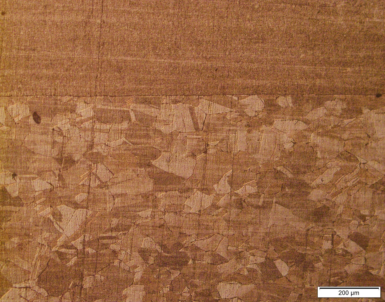 Microstructure across the base material, transition zone and ED layer